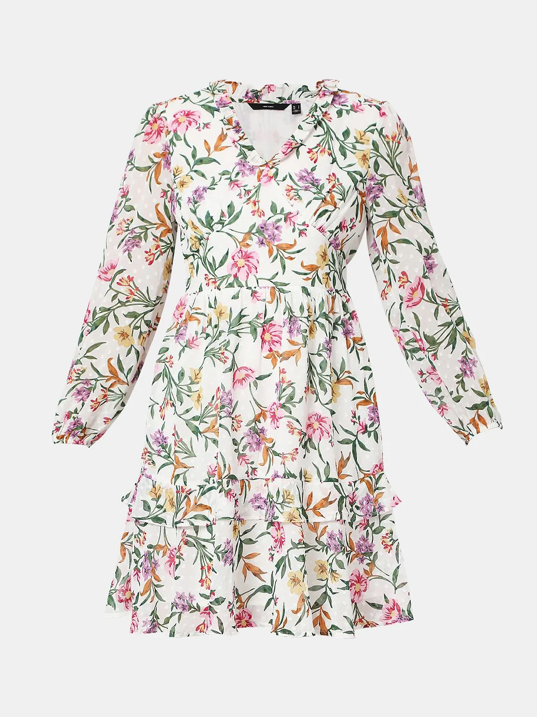 White Floral Tiered Dress - Image 7