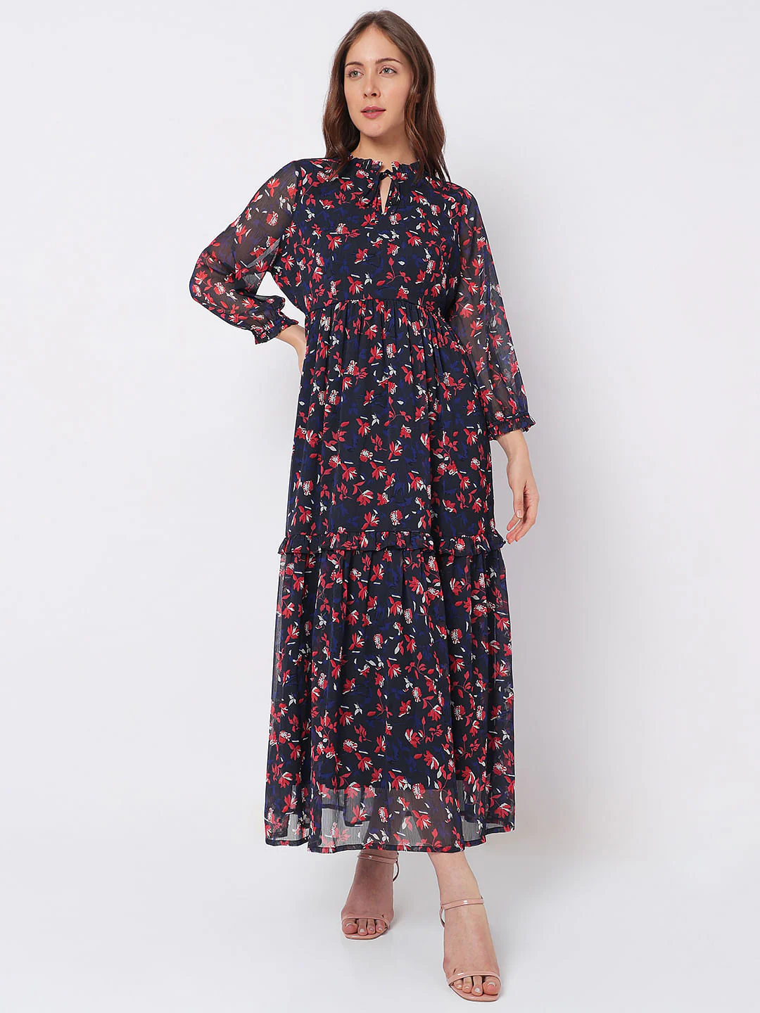 Navy Blue Floral Maxi Dress - Image 2