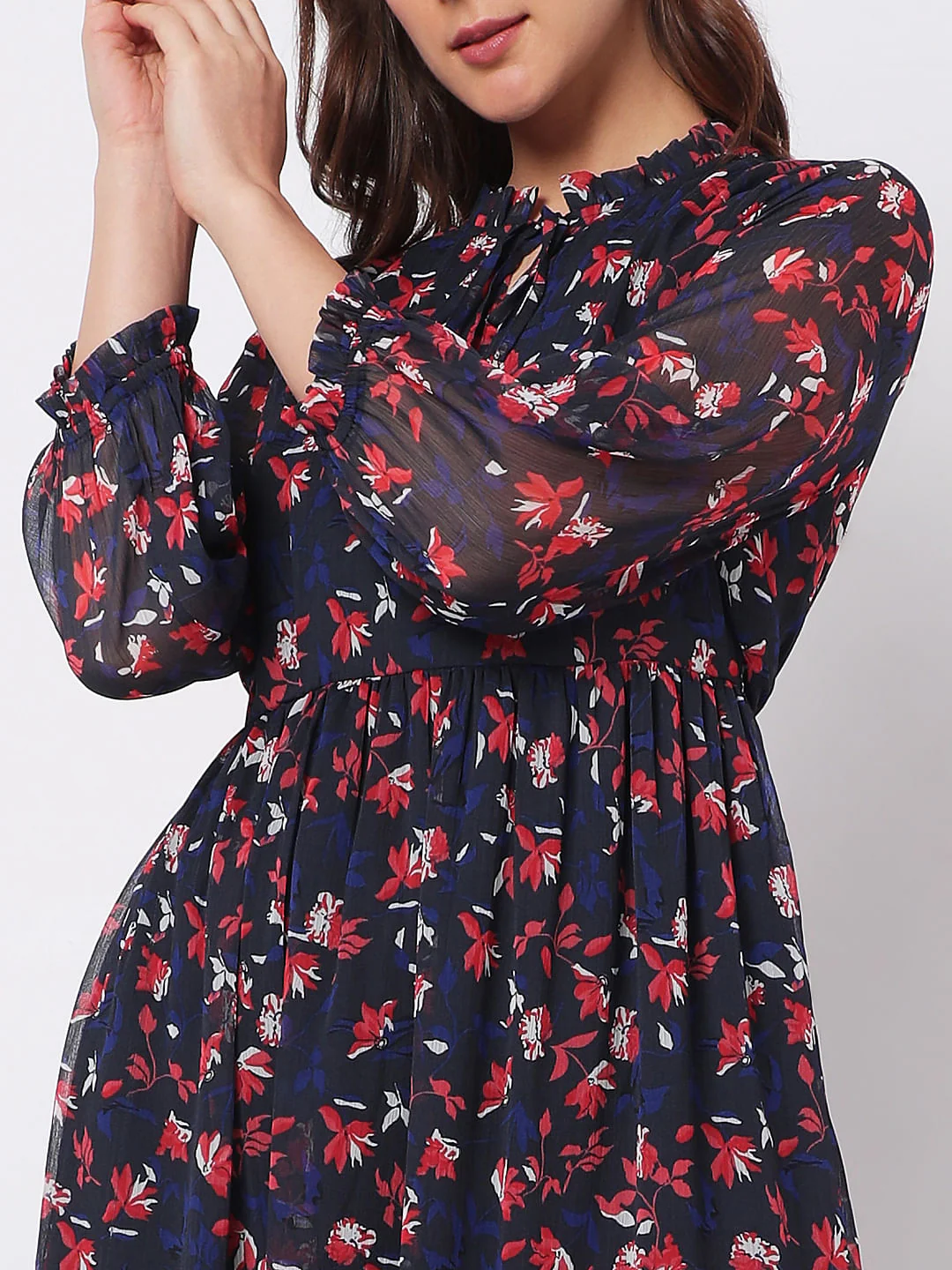 Navy Blue Floral Maxi Dress - Image 5