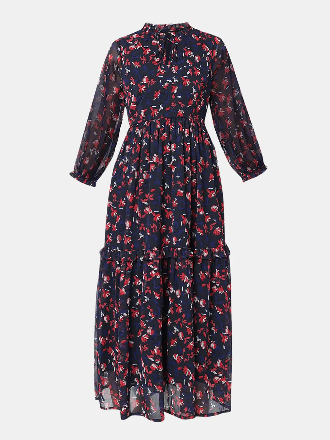 Navy Blue Floral Maxi Dress - Image 6