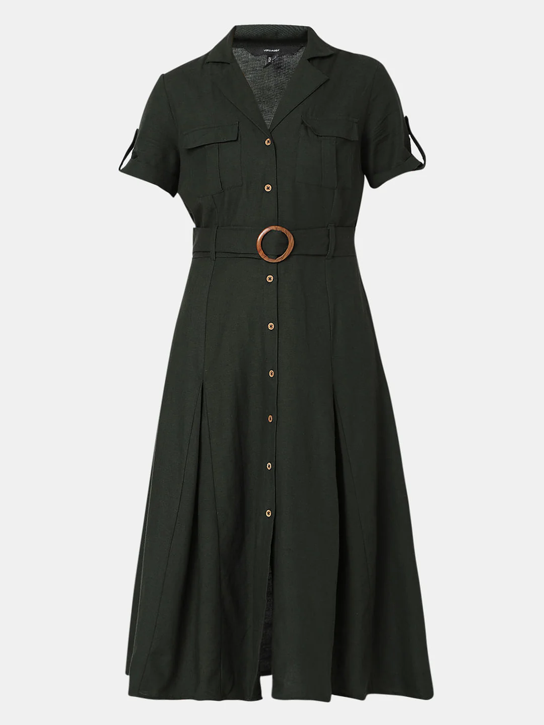 Green Utility Midi Shirt Dress - Image 6
