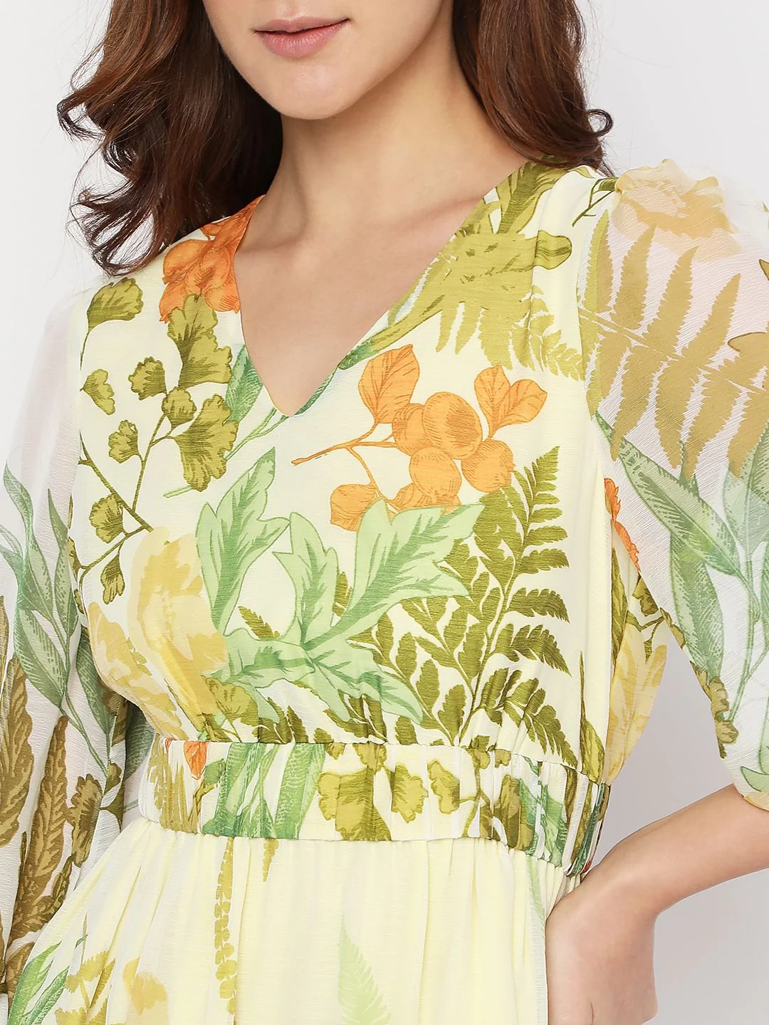Green Tropical Print Midi Dress - Image 5