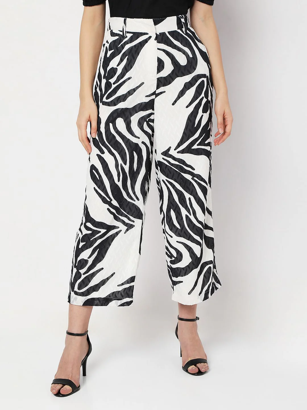 White High Rise Printed Co-Ord Pants - Image 2