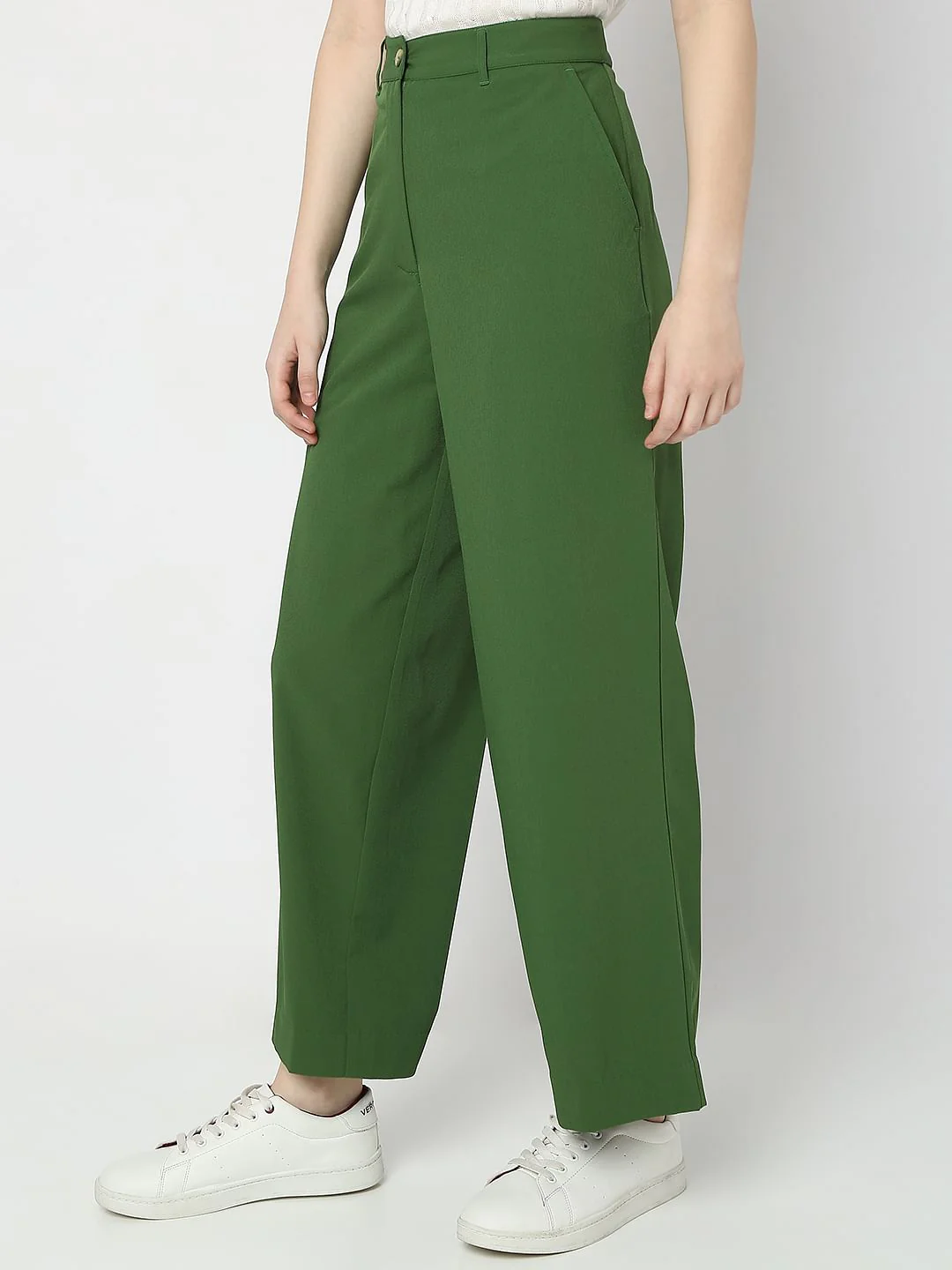 Green High Rise Flared Pants - Image 3