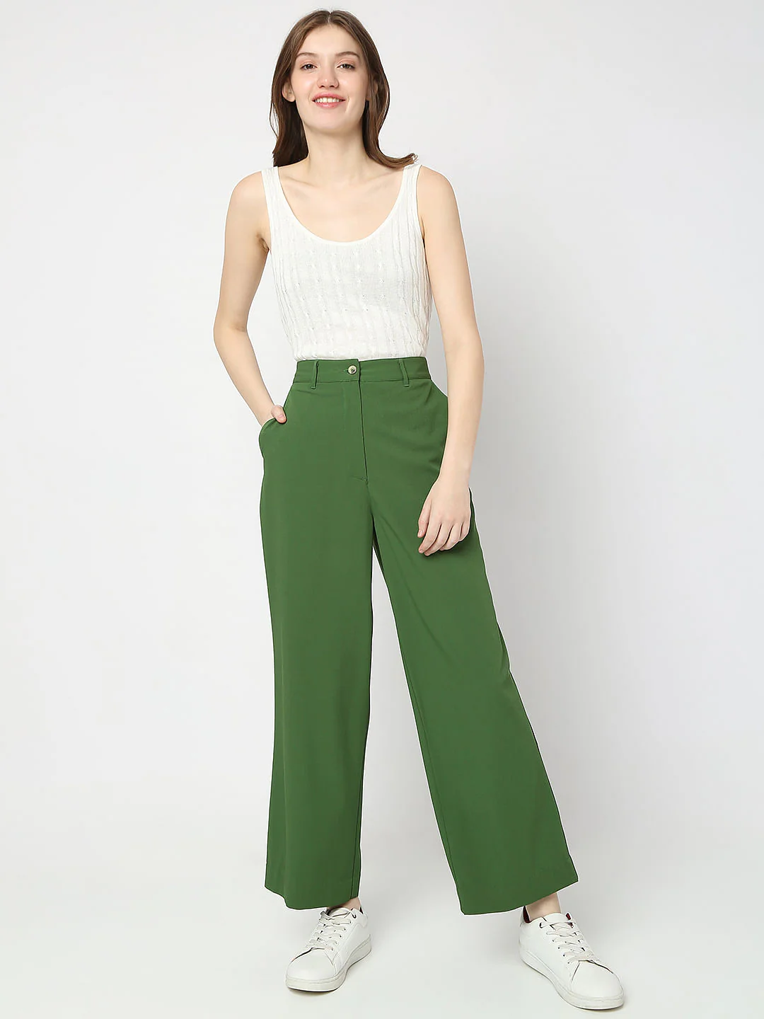 Green High Rise Flared Pants - Image 6