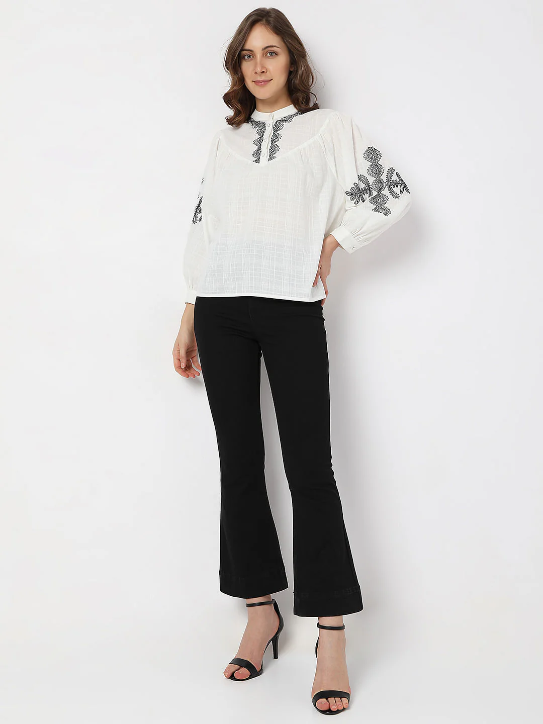White Cotton Embroidered Top - Image 5