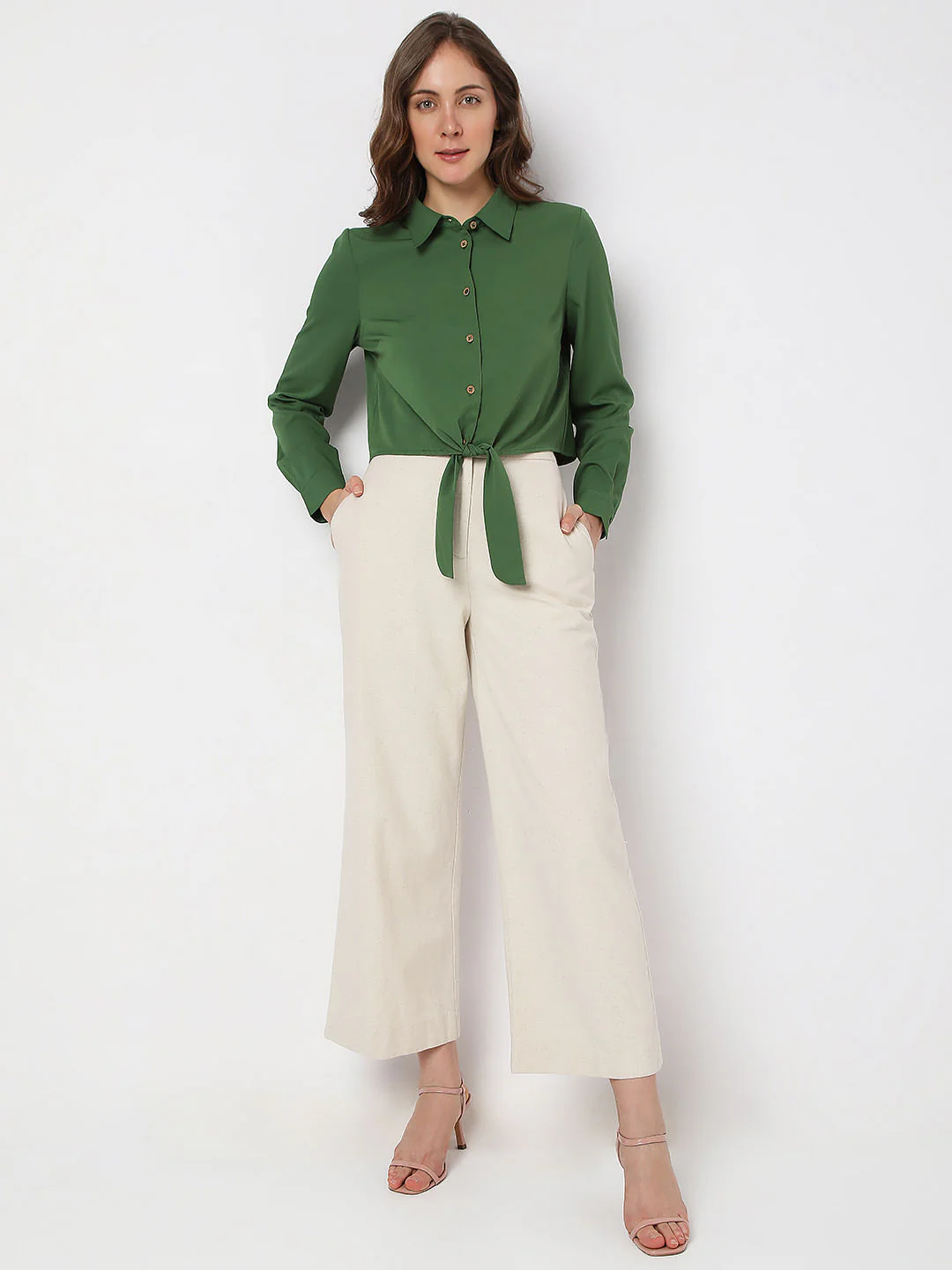 Dark Green Cropped Shirt - Image 5