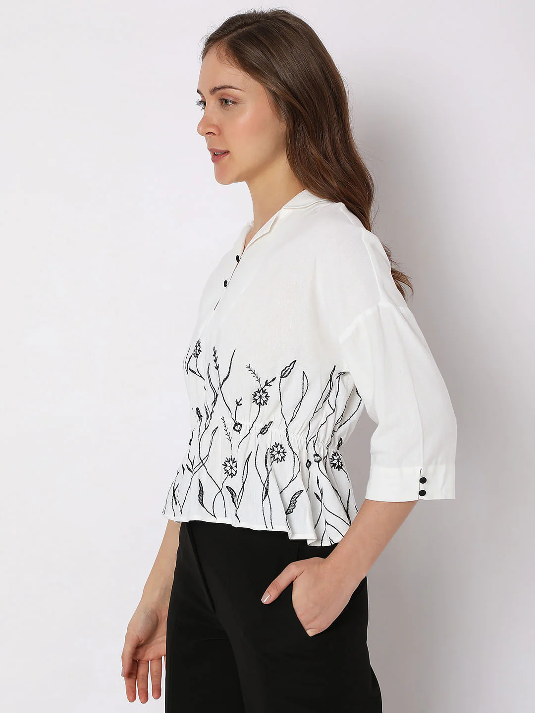 White Floral Embroidered Top - Image 3
