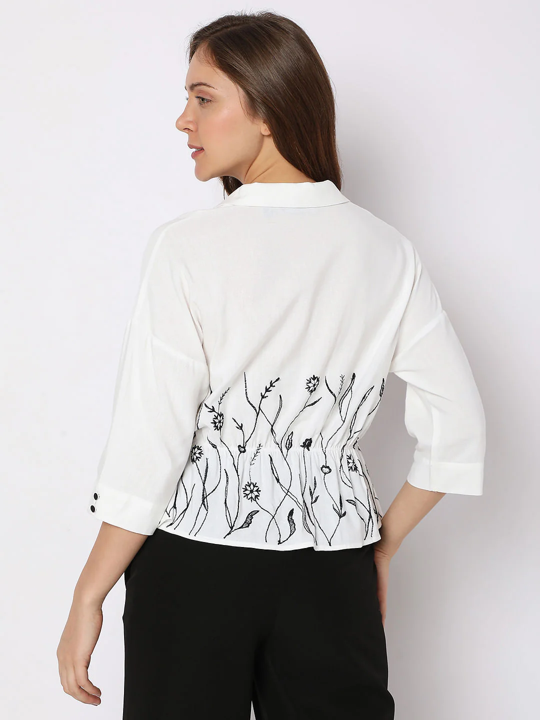 White Floral Embroidered Top - Image 4