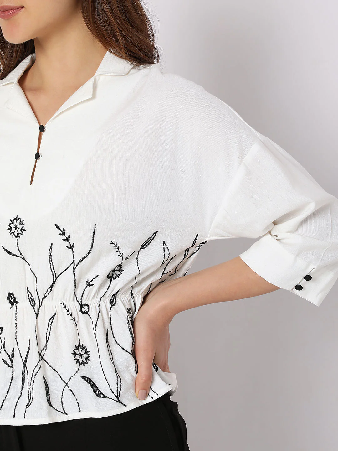 White Floral Embroidered Top - Image 6