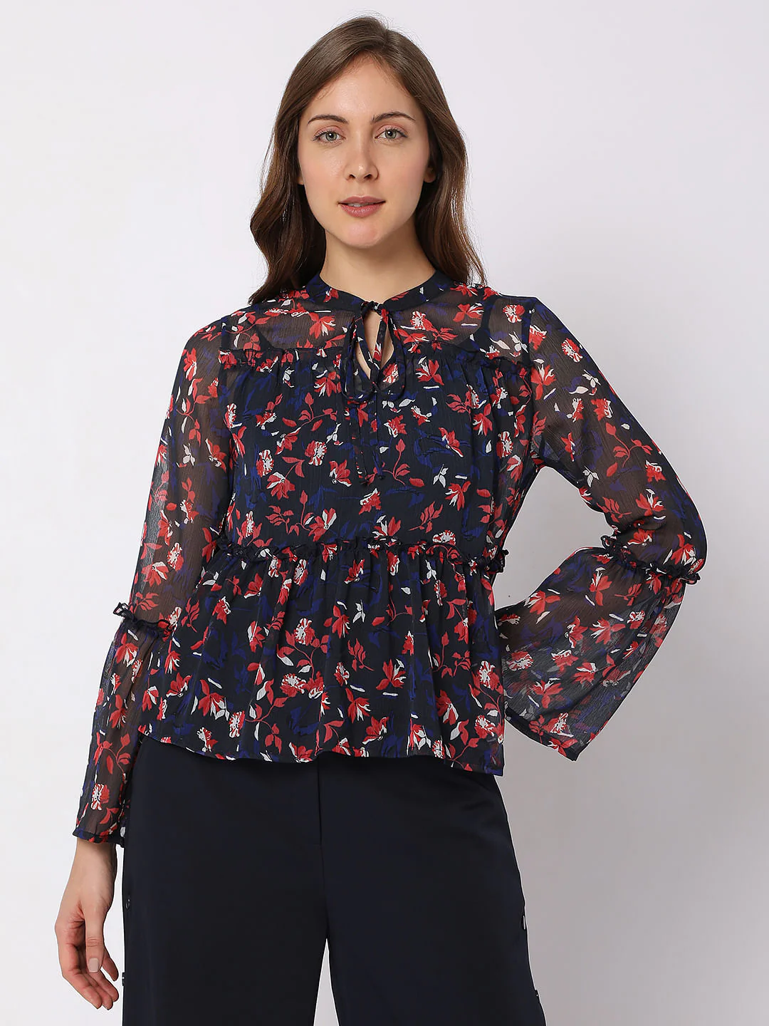 Navy Blue Floral Top - Image 2