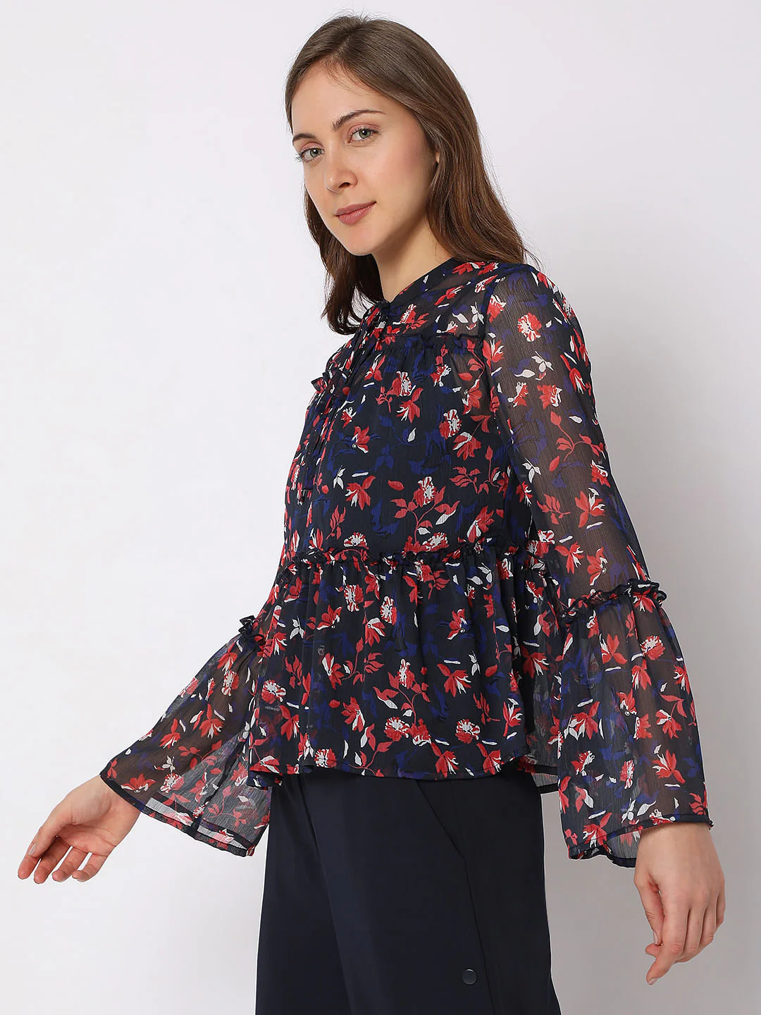Navy Blue Floral Top - Image 3