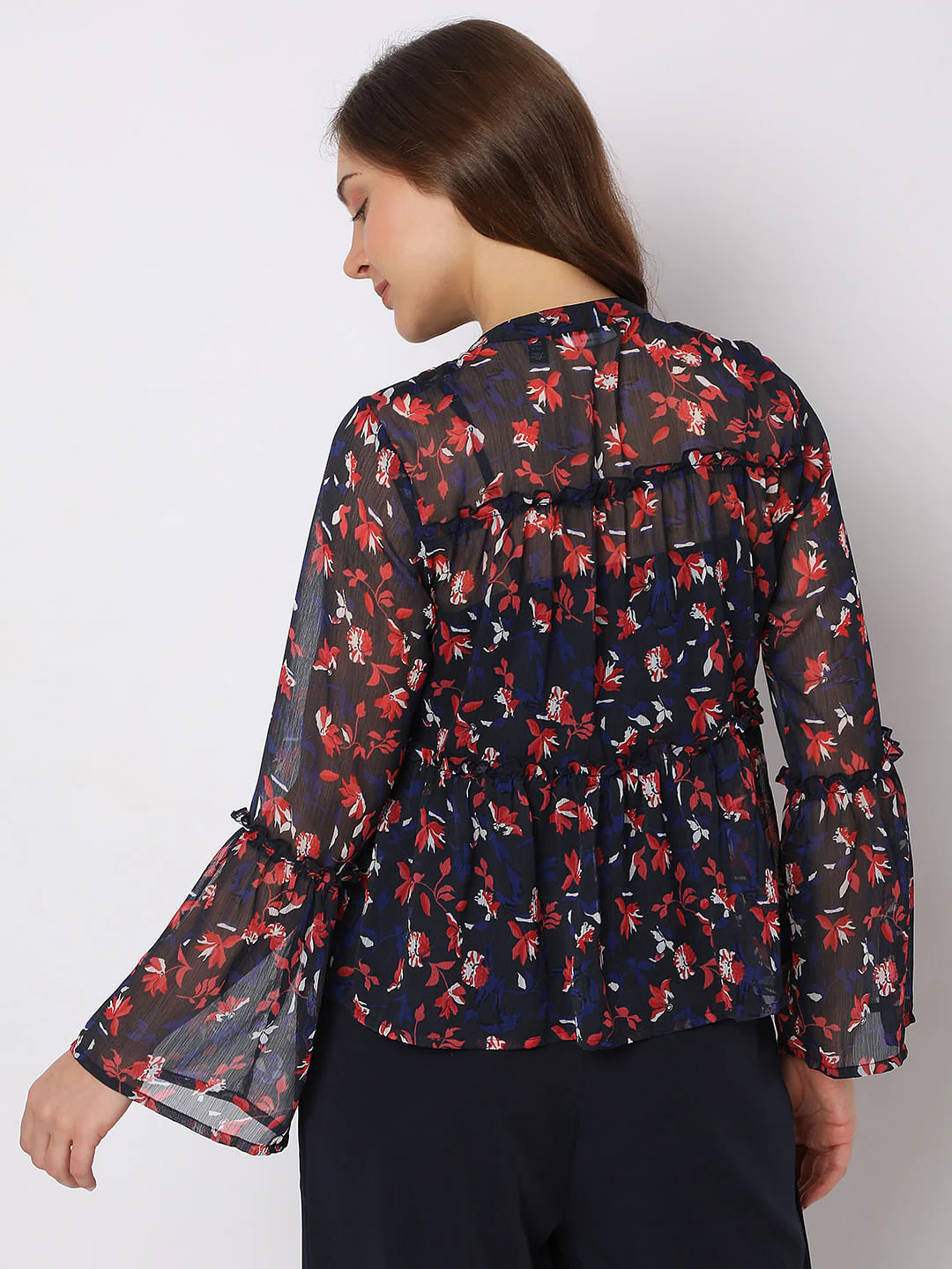 Navy Blue Floral Top - Image 4