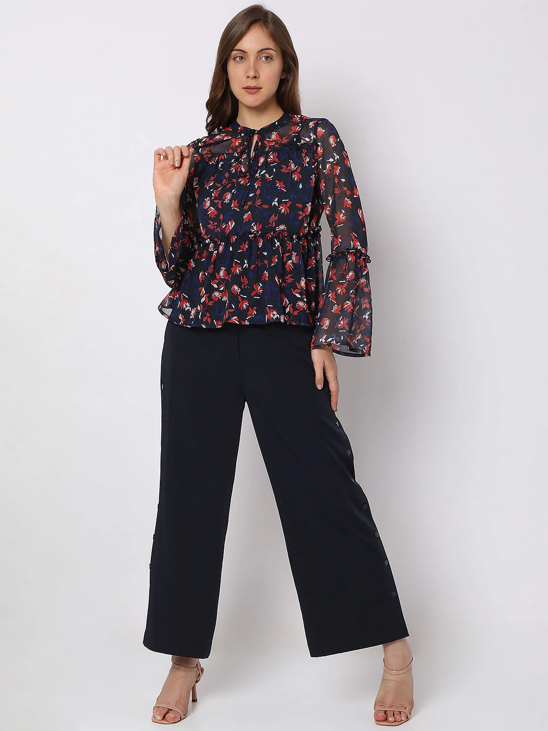 Navy Blue Floral Top - Image 5