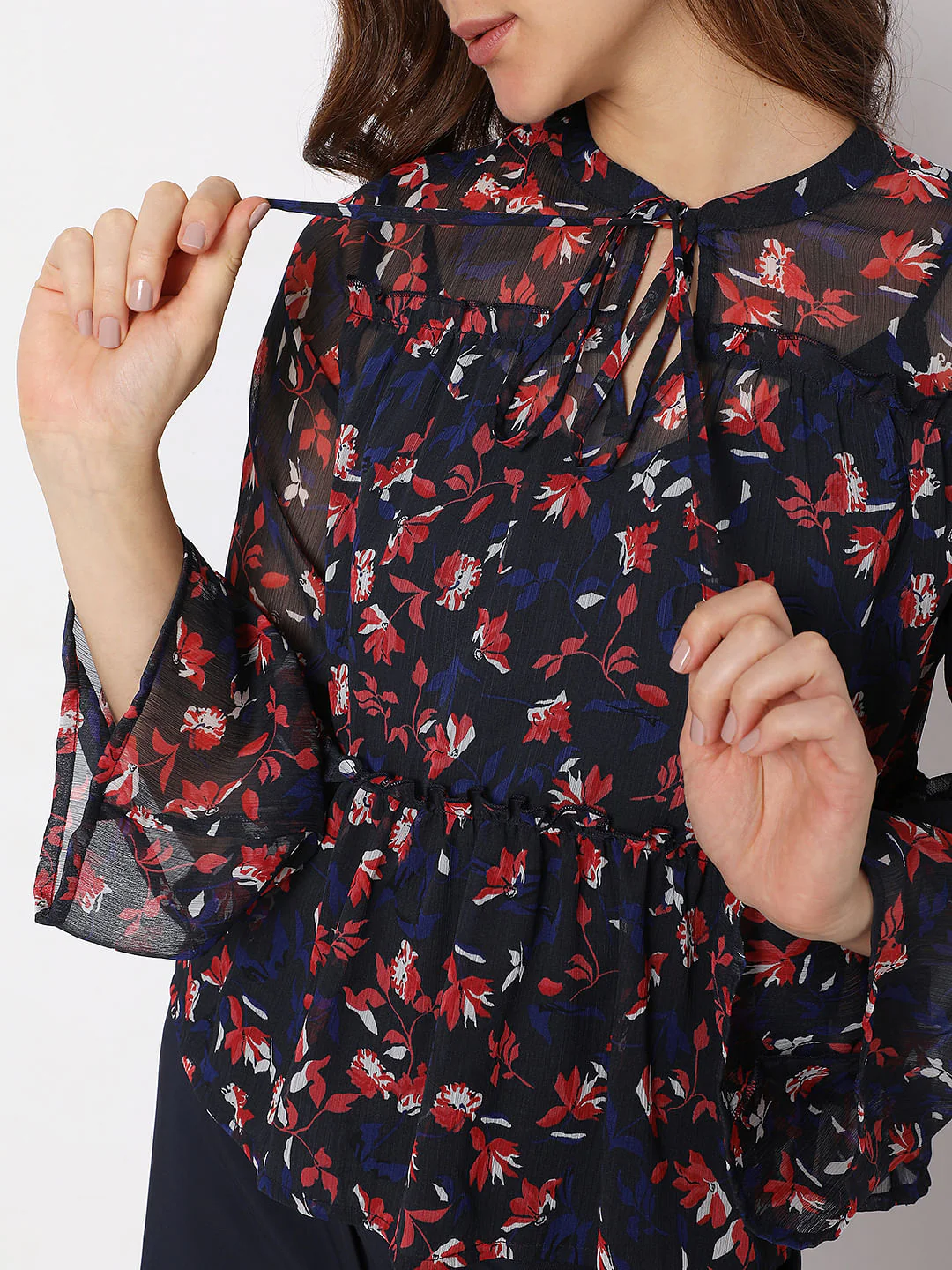 Navy Blue Floral Top - Image 6