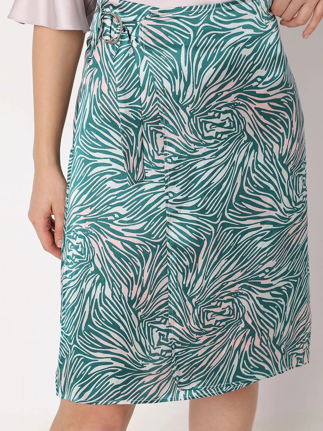 Green High Rise Mock Wrap Co-Ord Set Skirt - Image 6