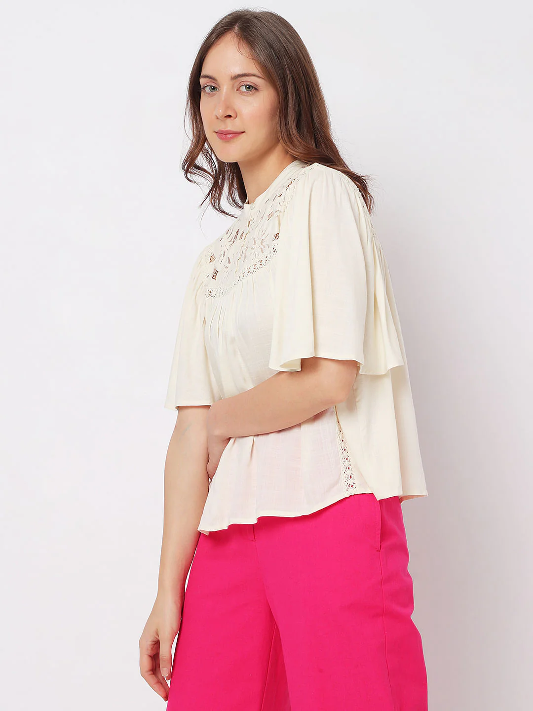Cream Lace Flared Top - Image 3