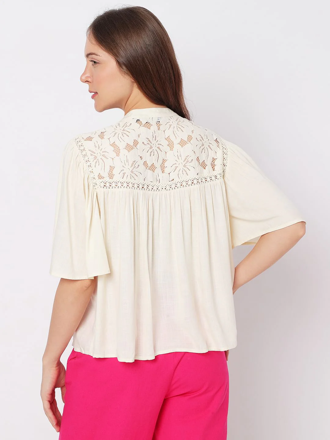 Off-White Lace Loose Fit Top - Image 4