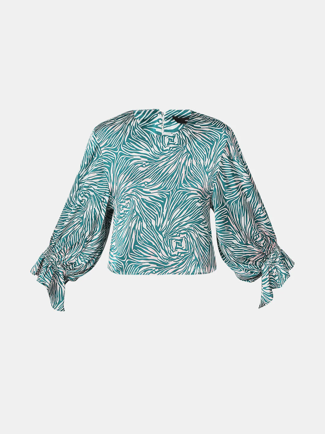 Blue Animal Print Satin Co-Ord Set Top - Image 7
