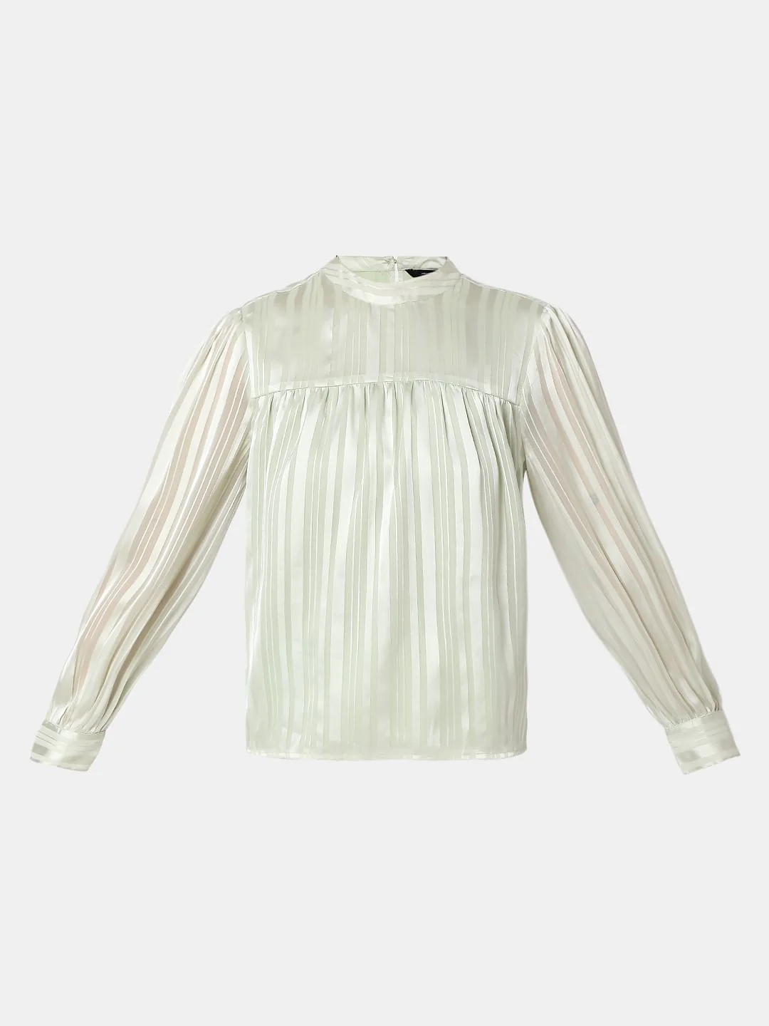 Vero Mdoa Green Satin Striped Top - Image 7