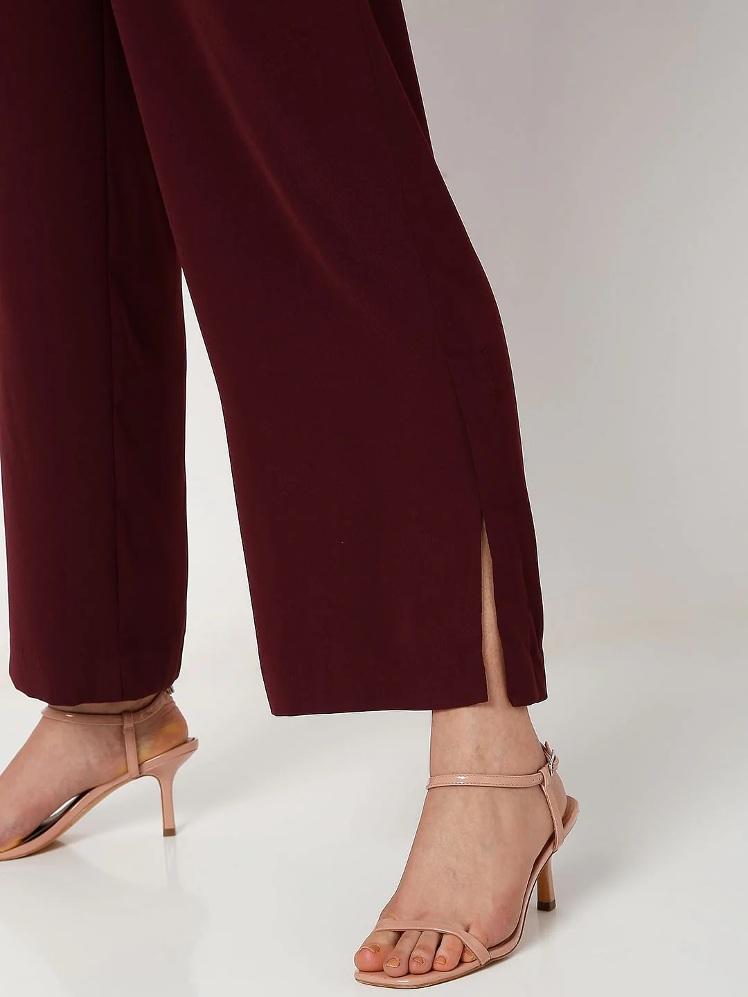 Maroon High Rise Wide Leg Co-Ord Set Pants - Image 5
