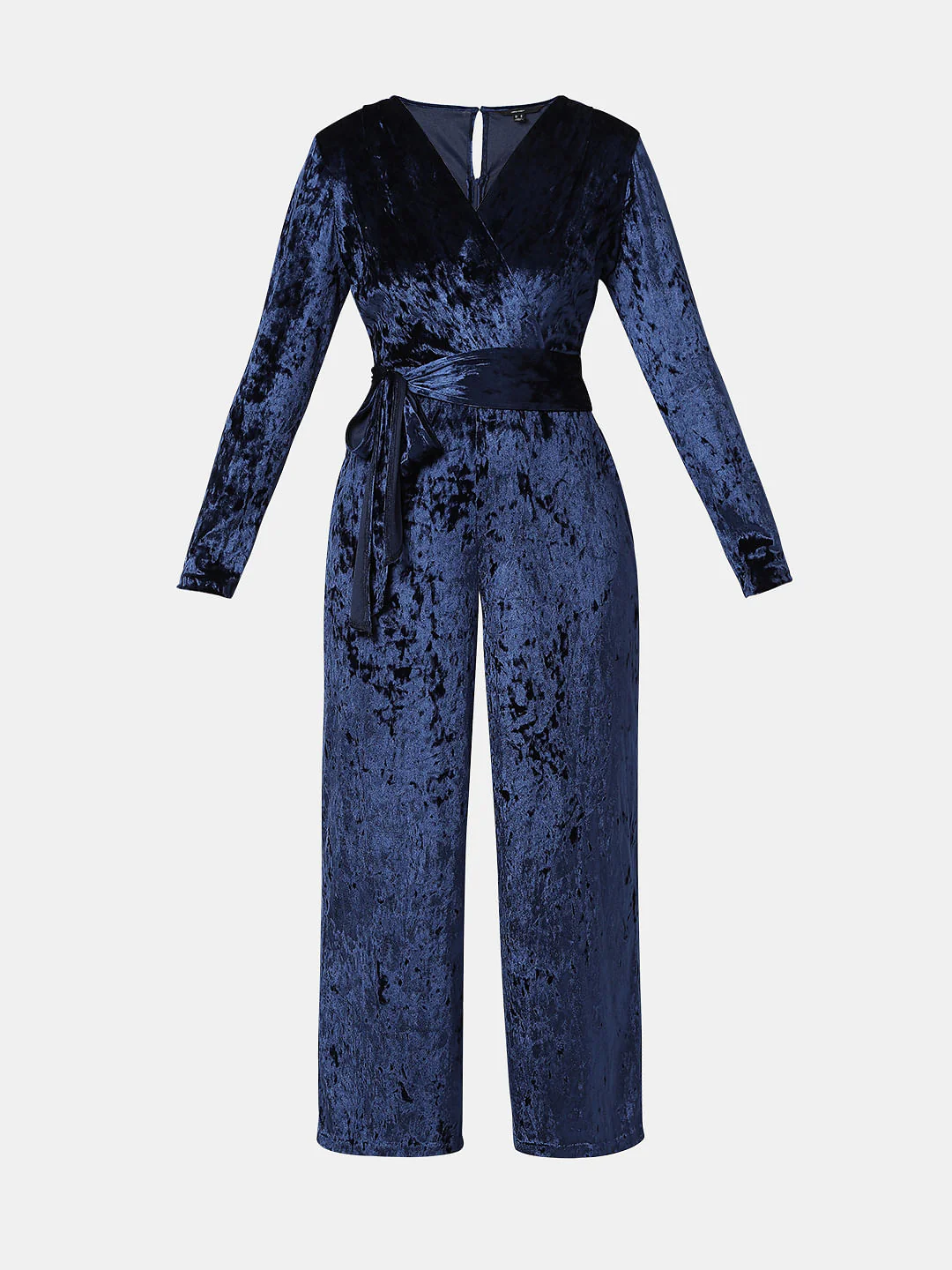 Dark Blue Velvet Overlap Jumpsuit - Image 6