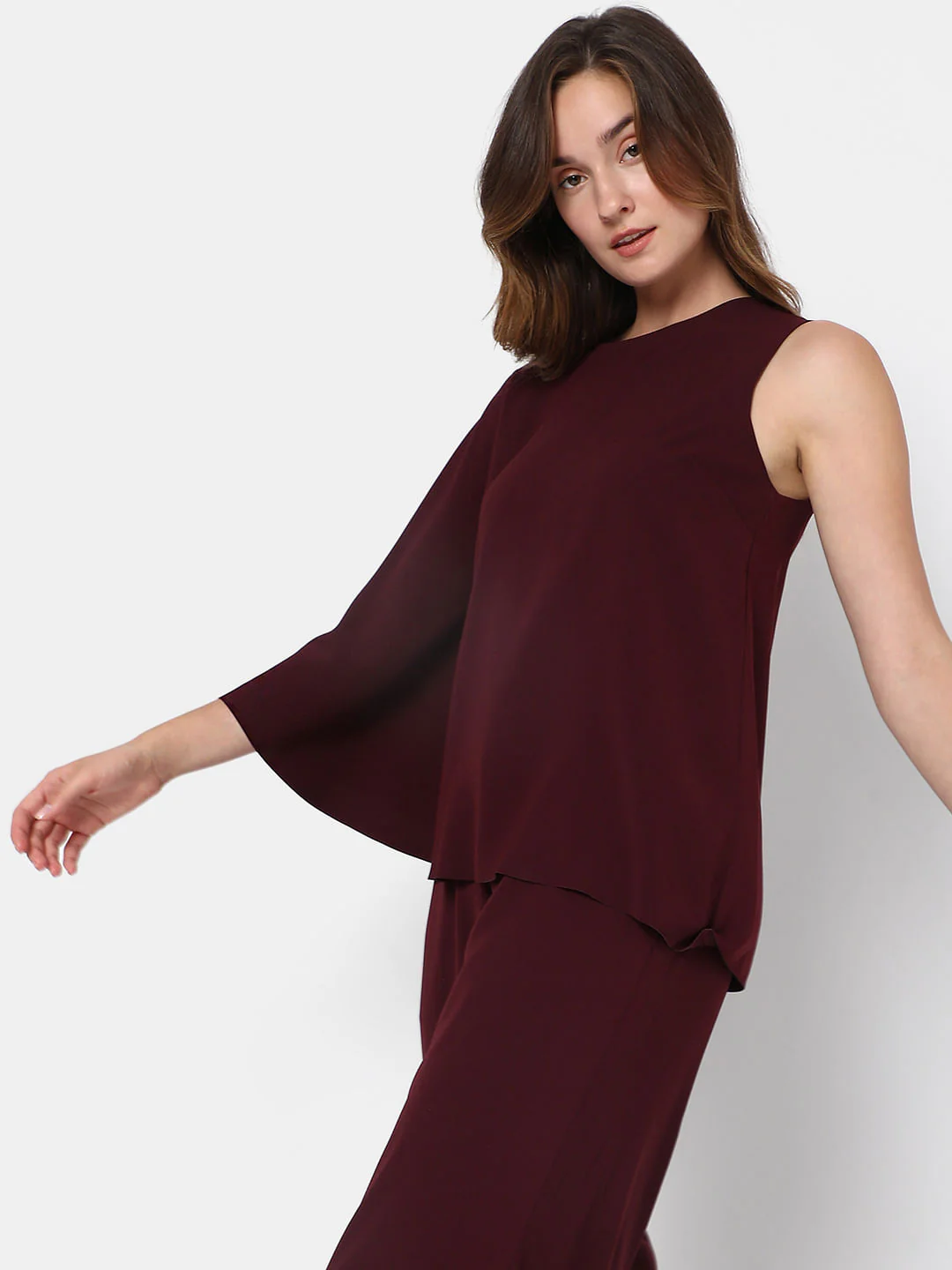 Burgundy One-Shoulder Co-Ord Set Top - Image 3