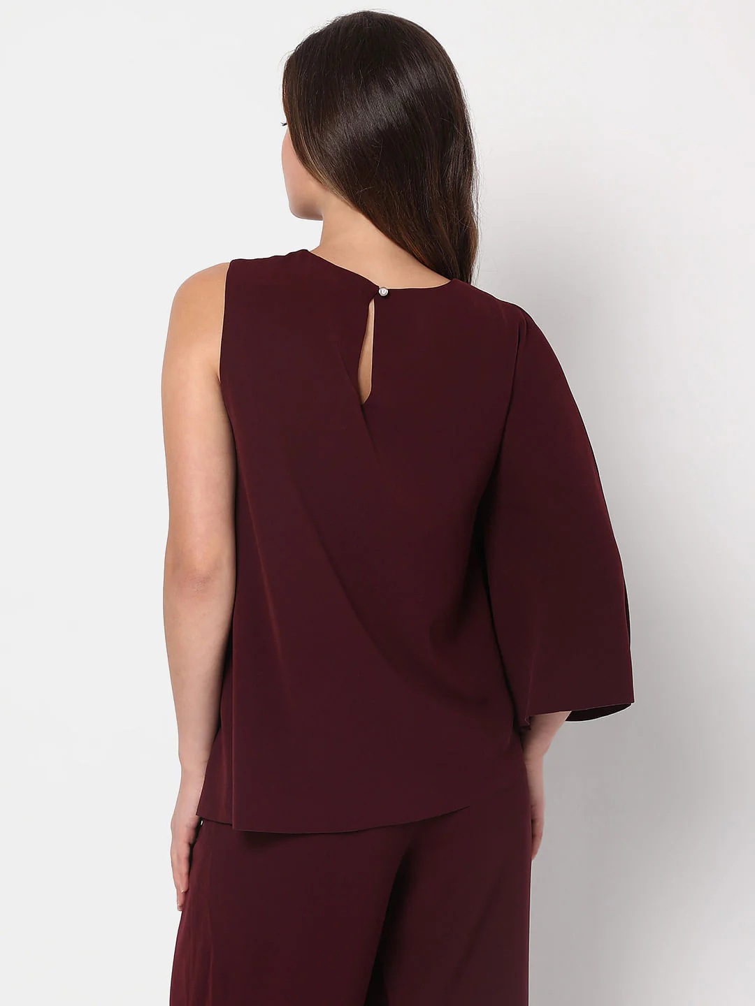 Burgundy One-Shoulder Co-Ord Set Top - Image 4