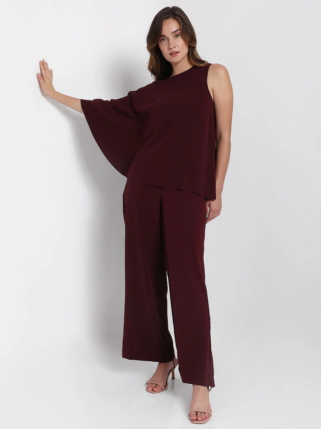 Burgundy One-Shoulder Co-Ord Set Top - Image 5