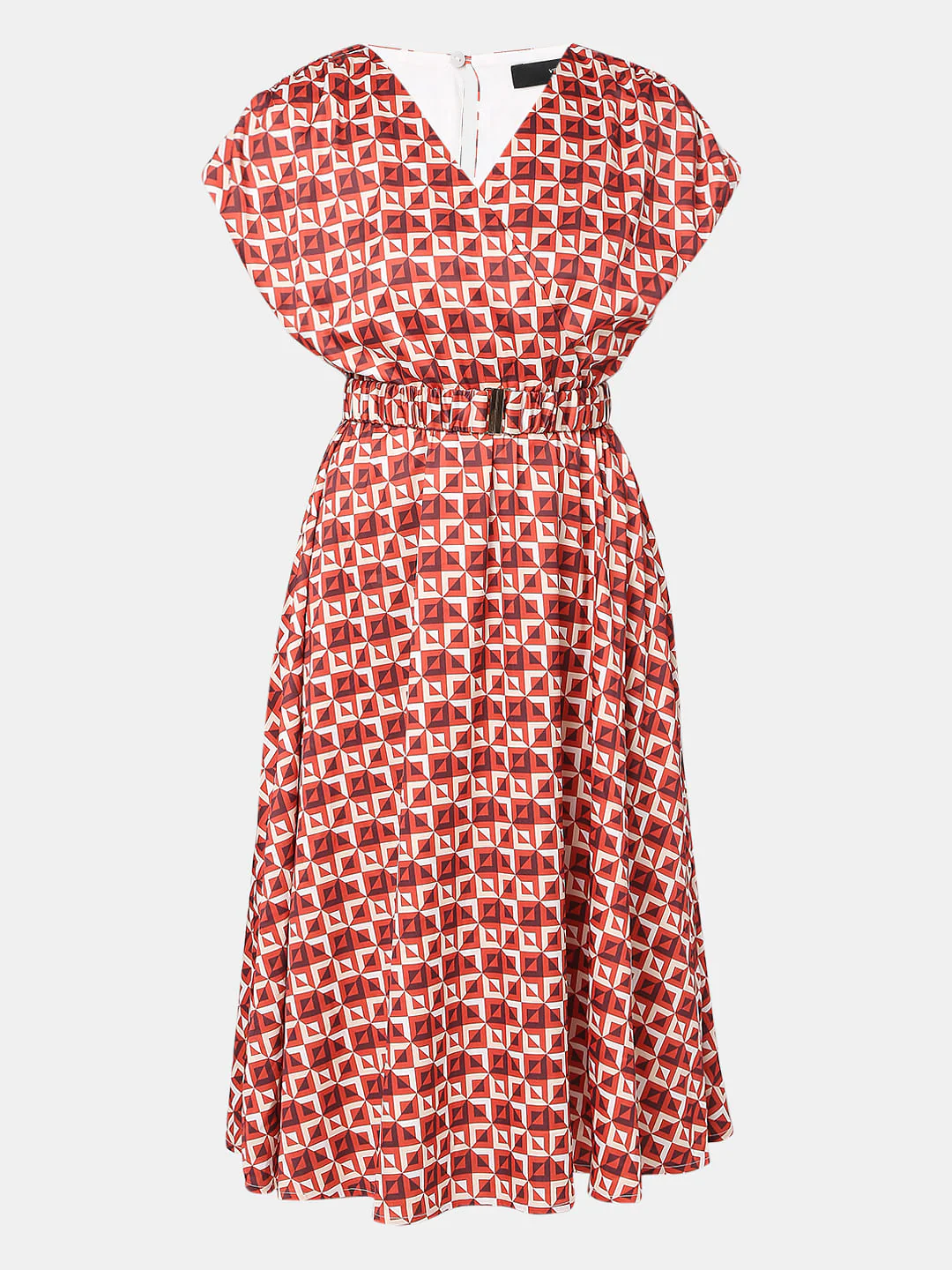 Maroon Printed Midi Dress - Image 6