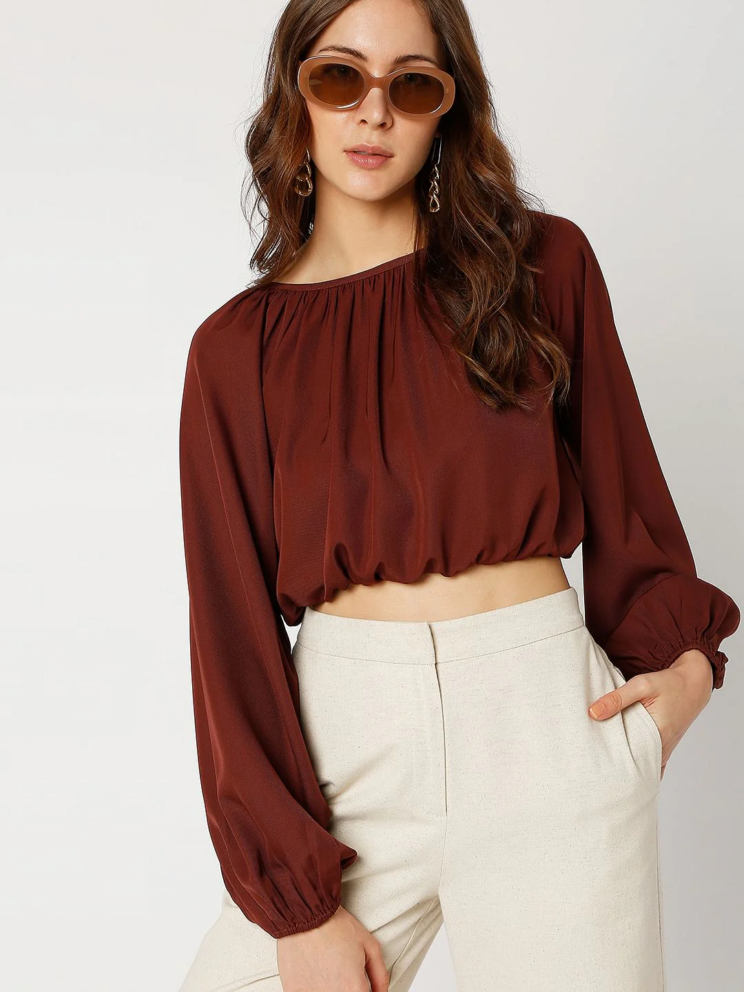 Maroon Crop Top