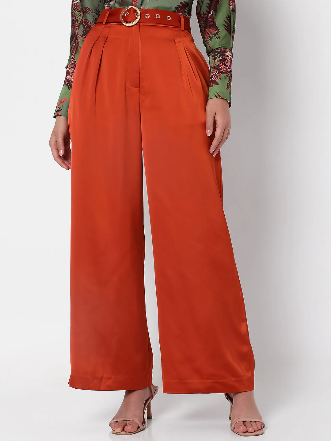 Brown High Rise Wide Leg Trousers - Image 2