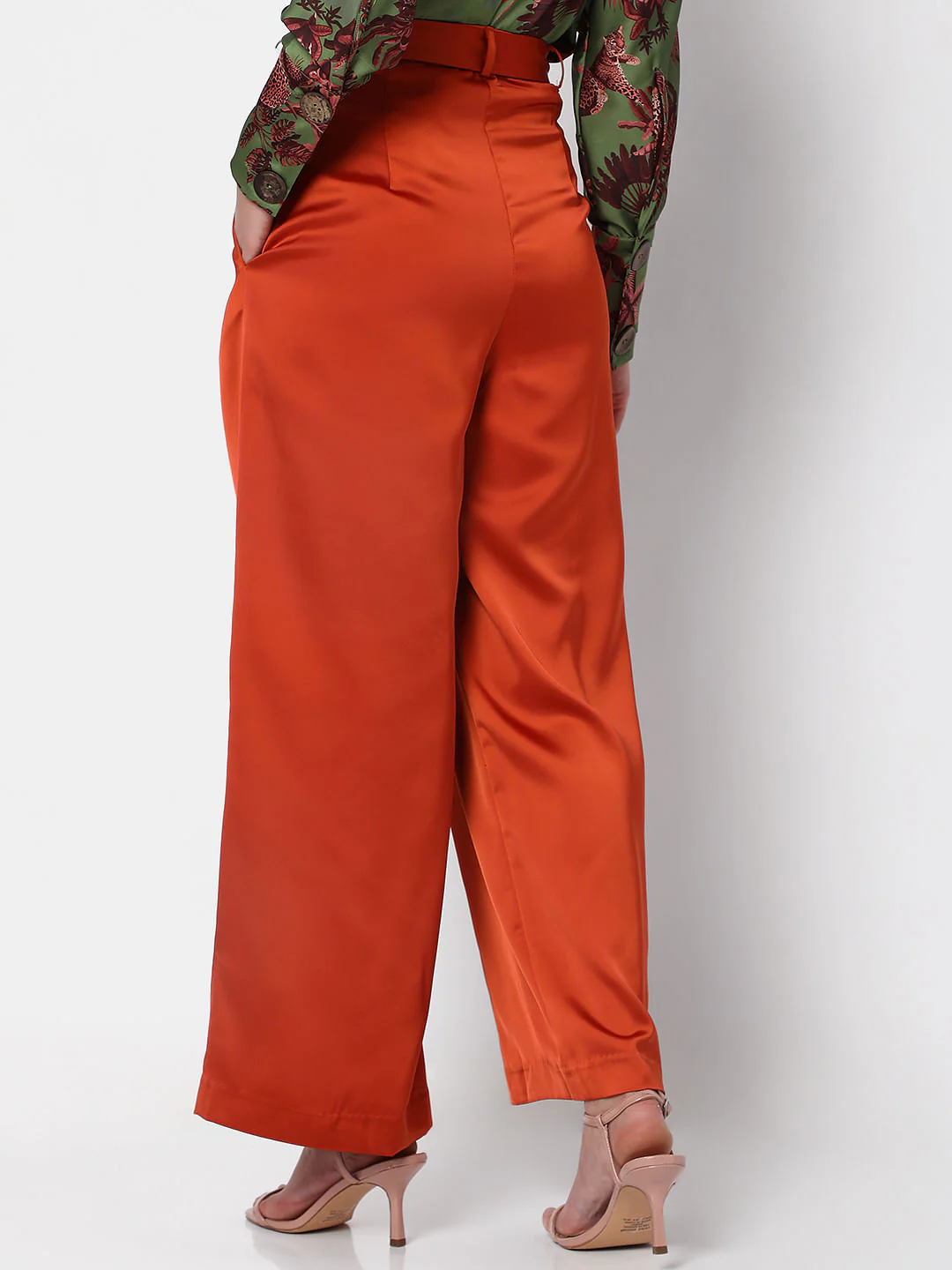 Brown High Rise Wide Leg Trousers - Image 4