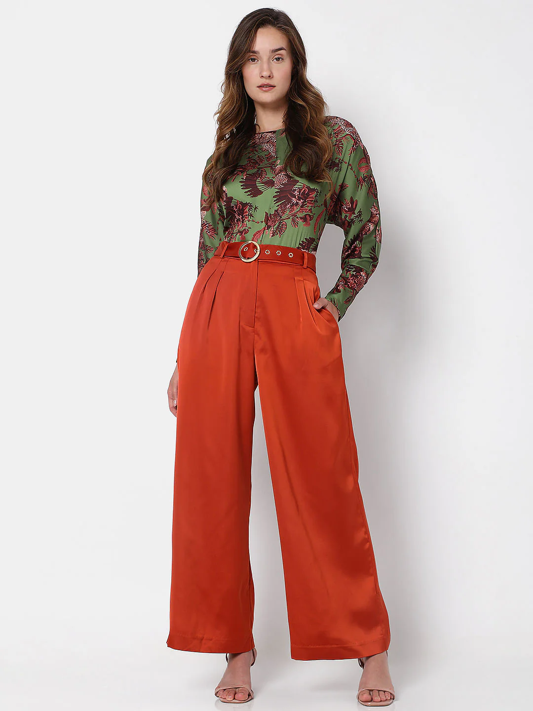 Brown High Rise Wide Leg Trousers - Image 6