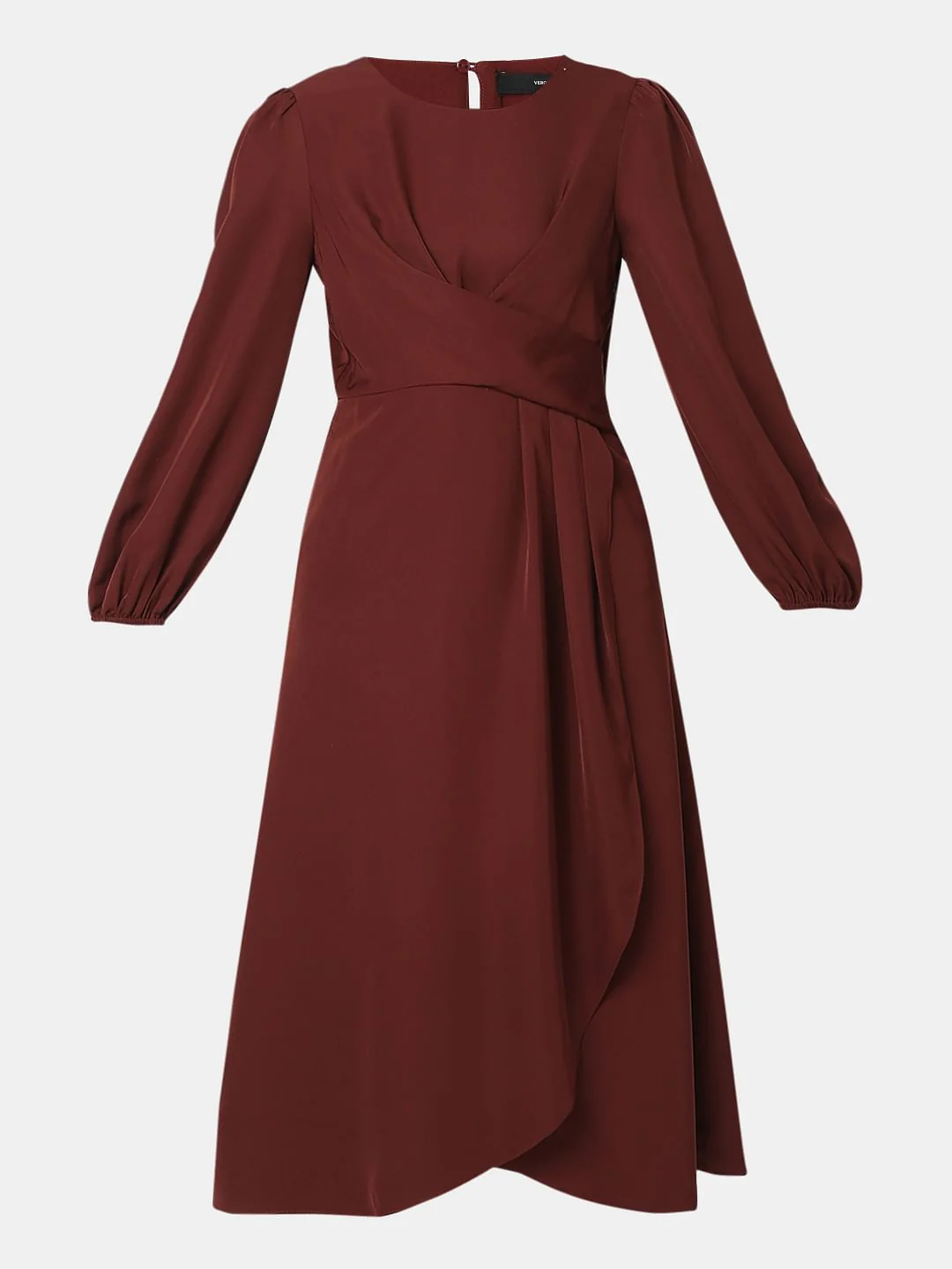 Rust Brown Satin Midi Dress - Image 6