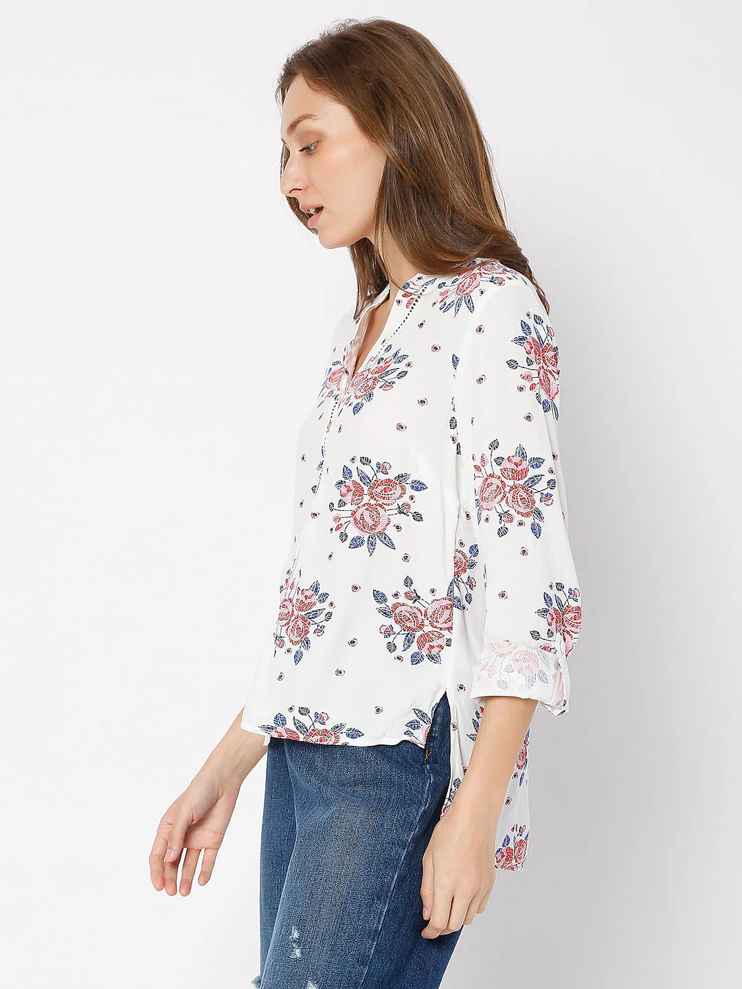 White Floral Print Top - Image 3