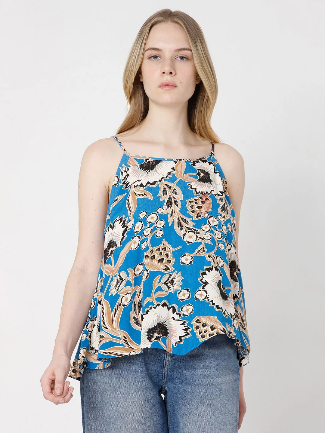 Blue Floral Strappy Top - Image 2