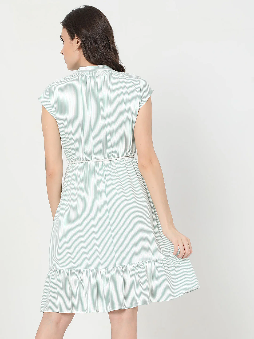 Green Striped Fit & Flare Dress - Image 4