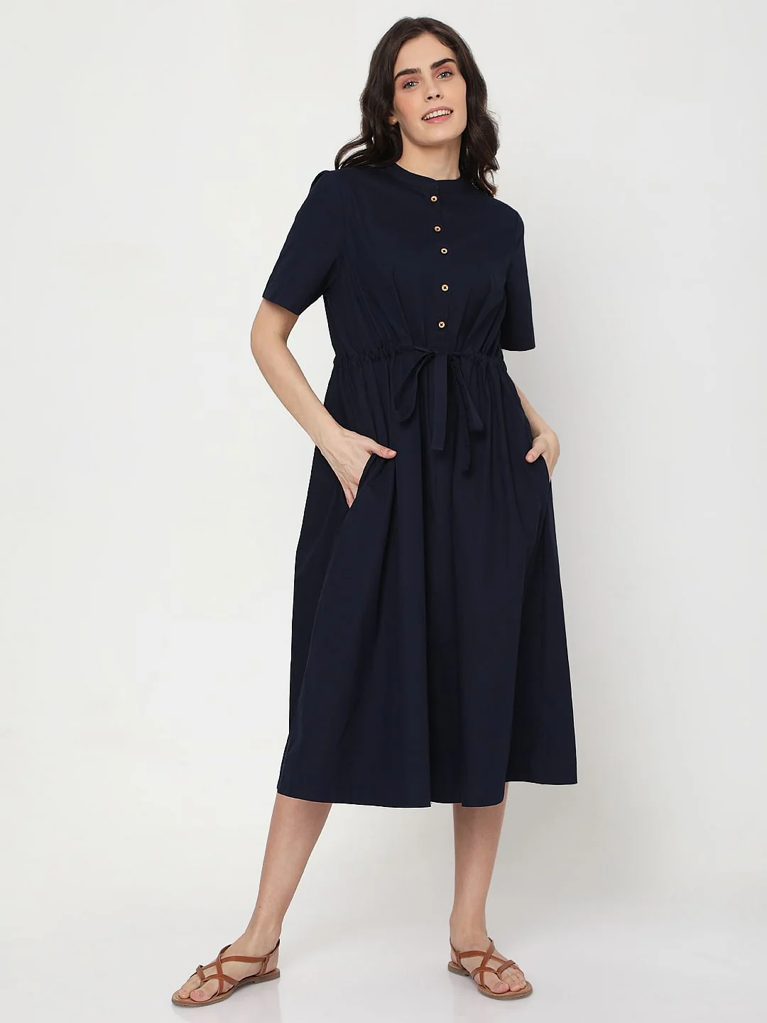 Navy Blue Midi Dress - Image 2