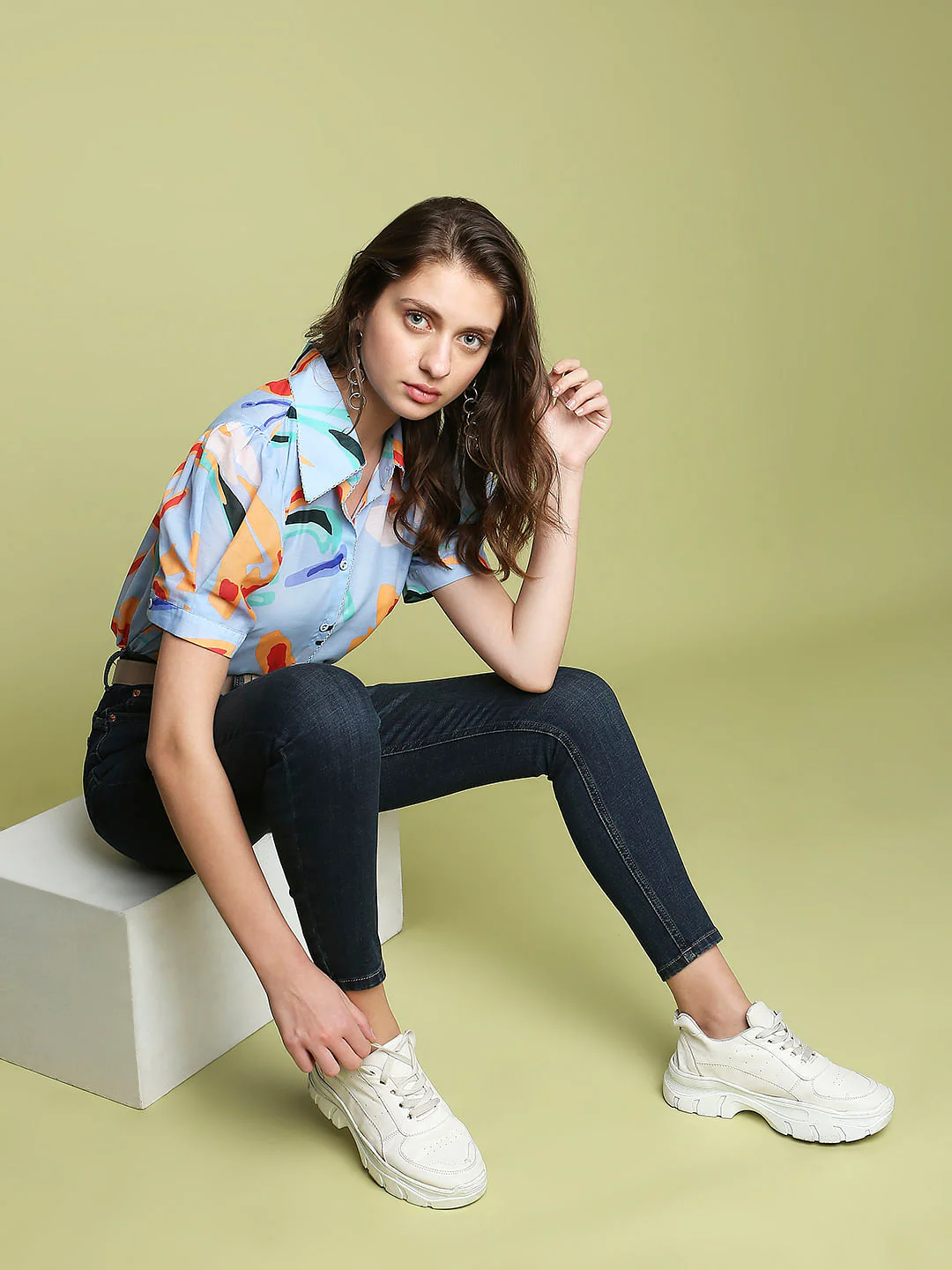Blue Mid Rise Skinny Jeans - Image 2