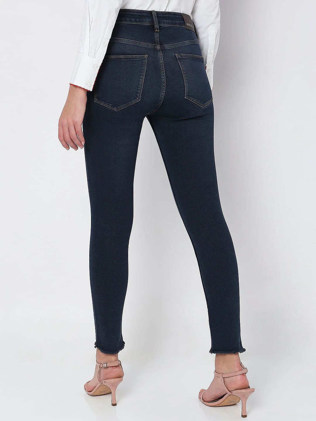 Blue Mid Rise Skinny Jeans - Image 4
