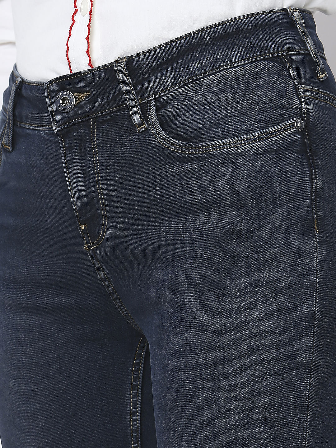 Blue Mid Rise Skinny Jeans - Image 5