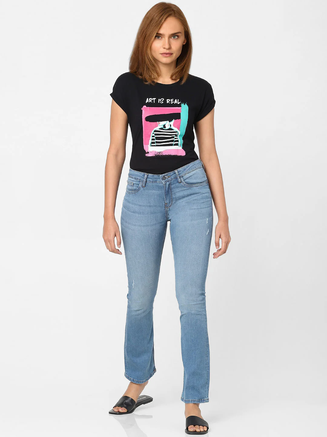 Light Blue Mid Rise Bootcut Jeans - Image 2