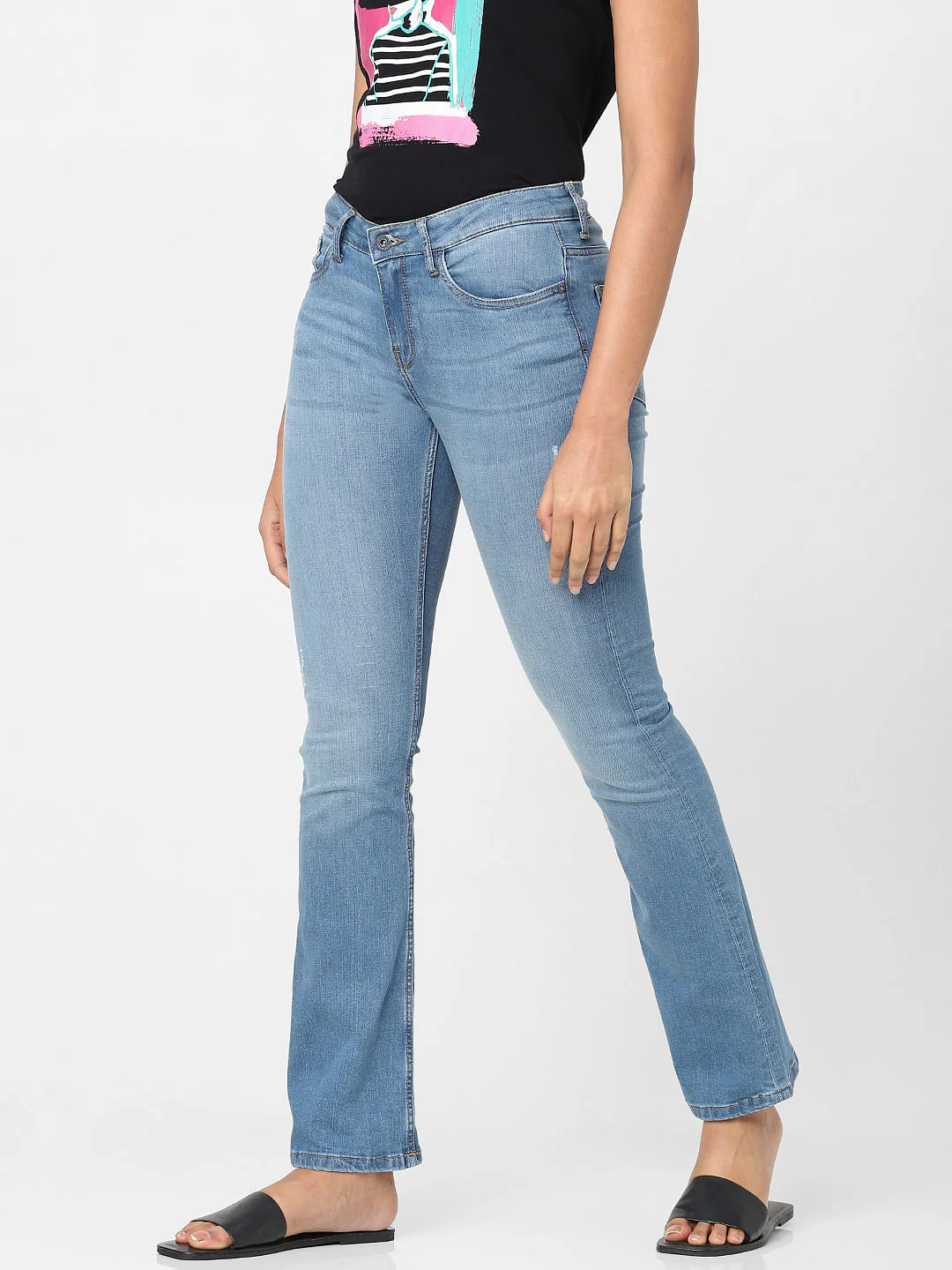 Light Blue Mid Rise Bootcut Jeans - Image 3