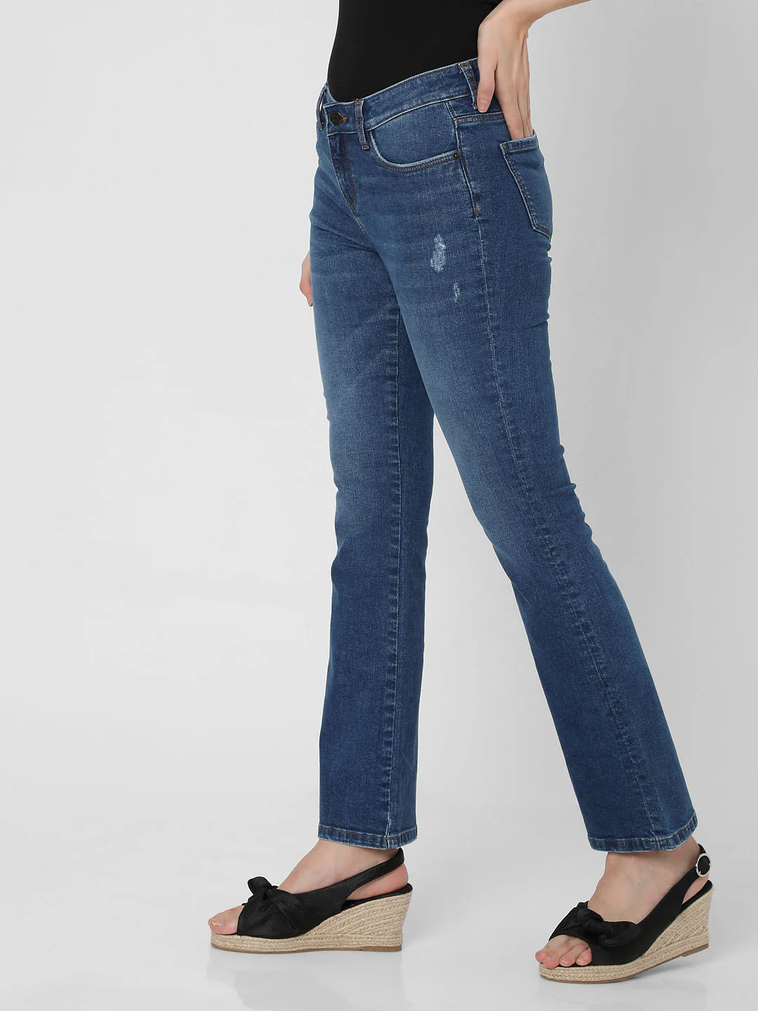Blue Mid Rise Bootcut Jeans - Image 2