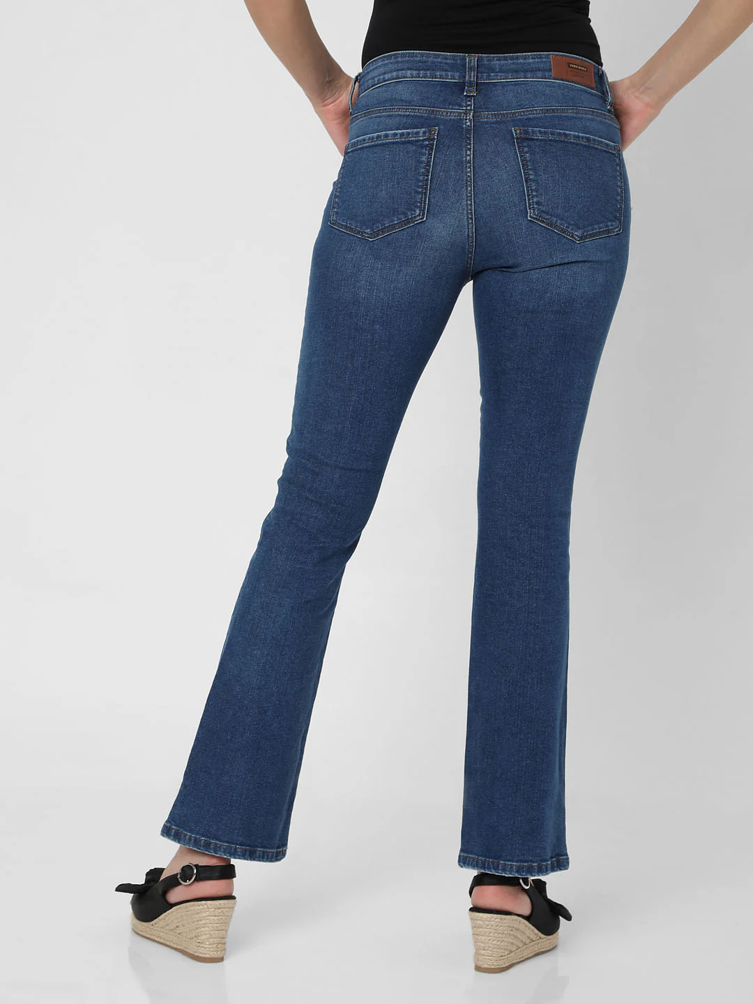 Blue Mid Rise Bootcut Jeans - Image 3