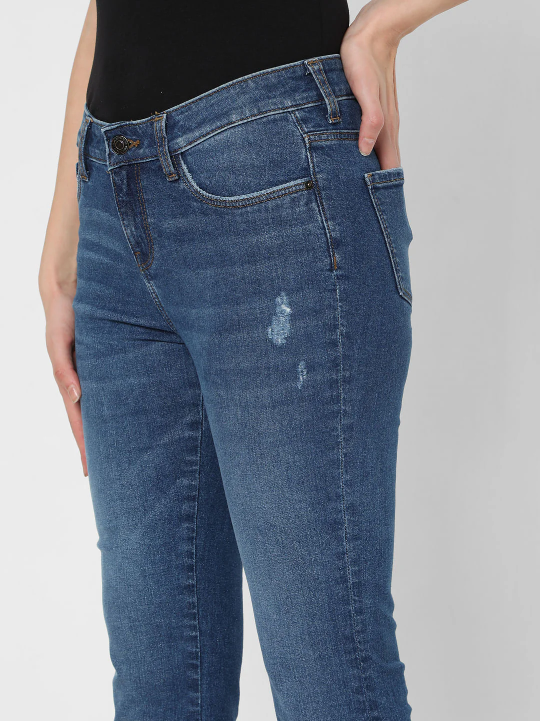 Blue Mid Rise Bootcut Jeans - Image 4