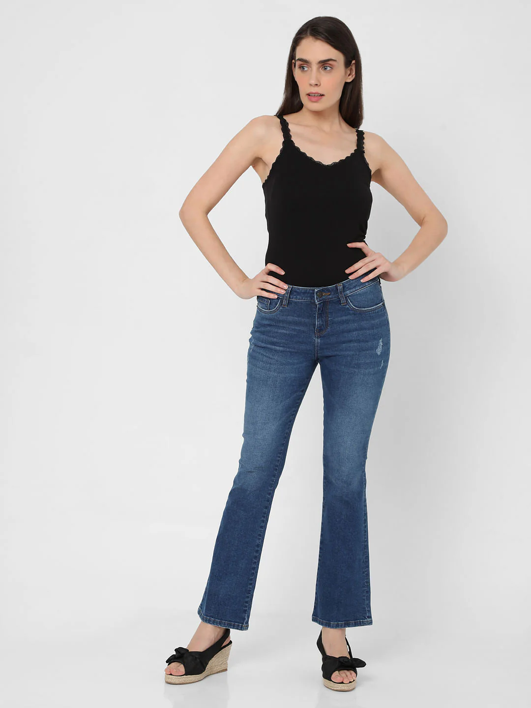 Blue Mid Rise Bootcut Jeans - Image 5