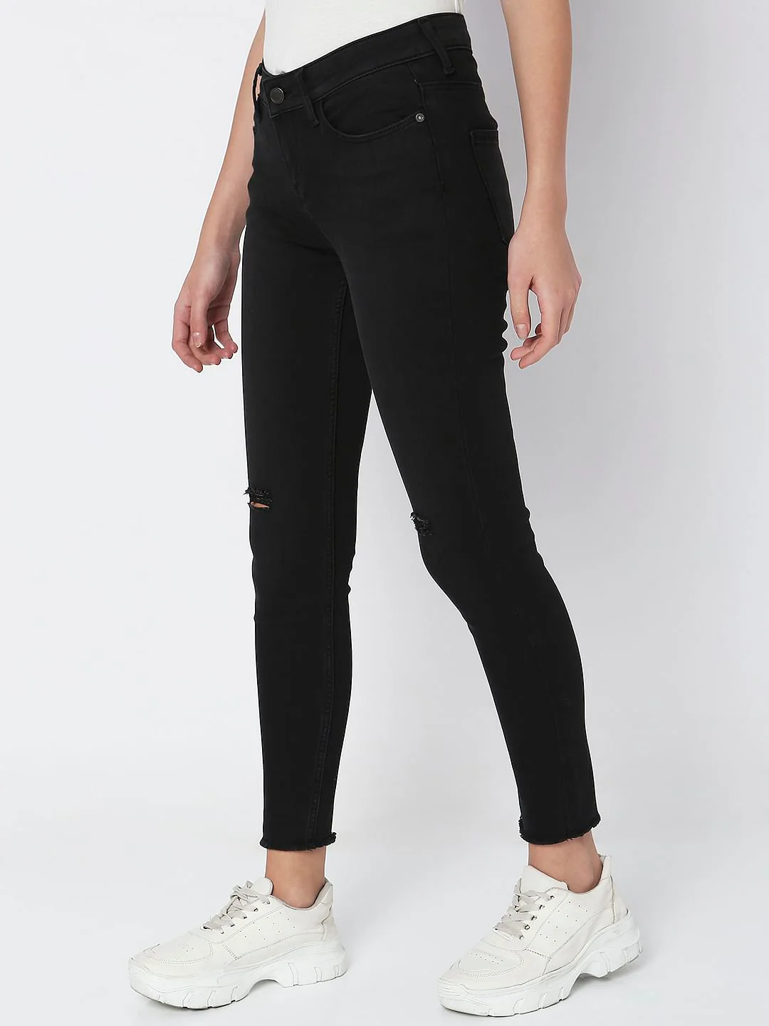 Black Mid Rise Skinny Jeans - Image 3
