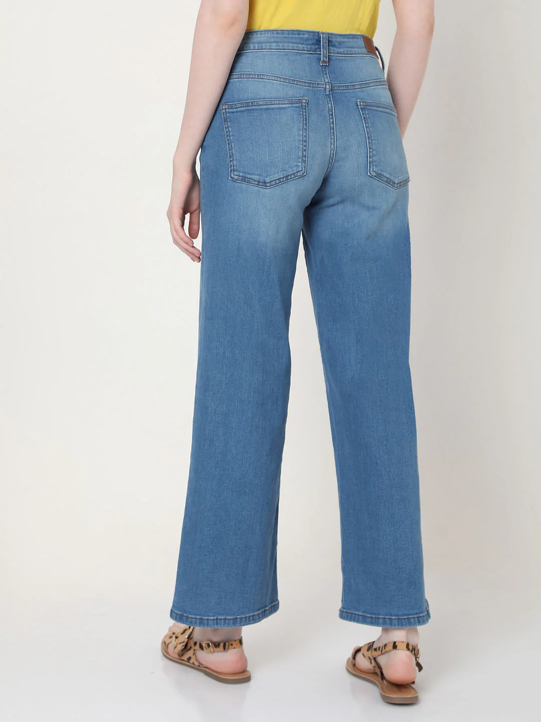 Blue Mid Rise Wide Leg Jeans - Image 3